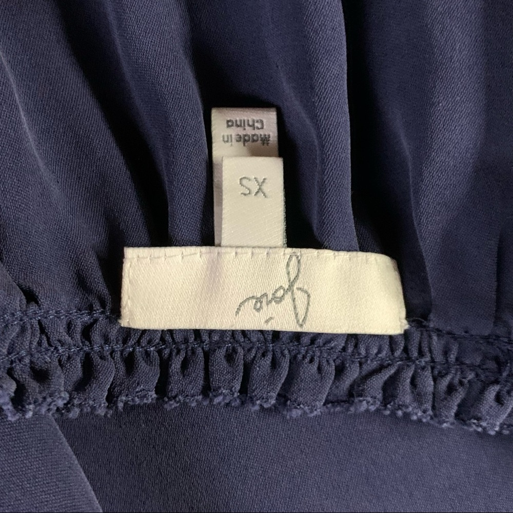 JOIE Galaxite Women's Navy Blue Sleeveless Pleated Silk Halter Tank Top - Sz. XS - Picture 4 of 6